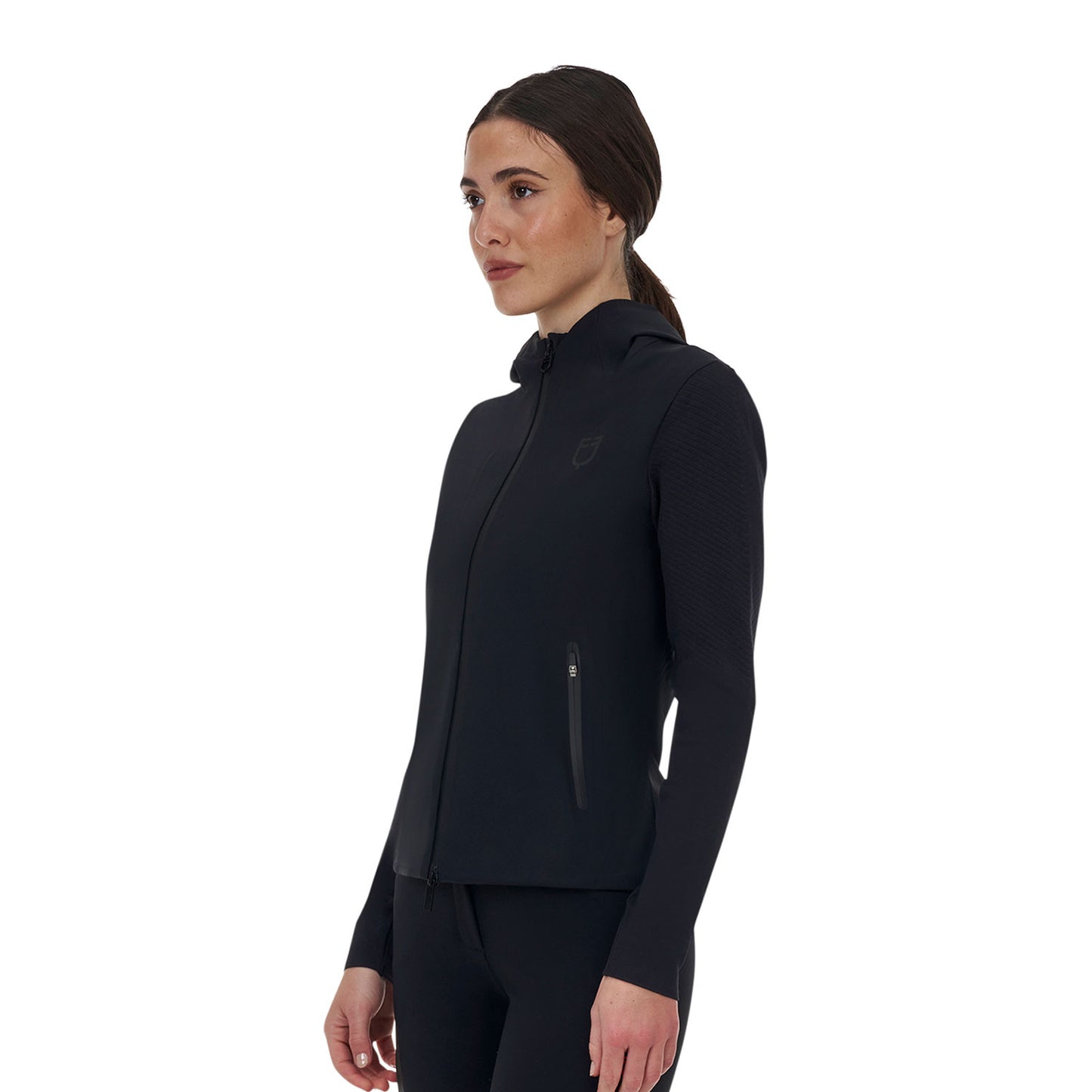 Sudadera técnica de mujer Equestro Ridertechnology con capucha - Negro