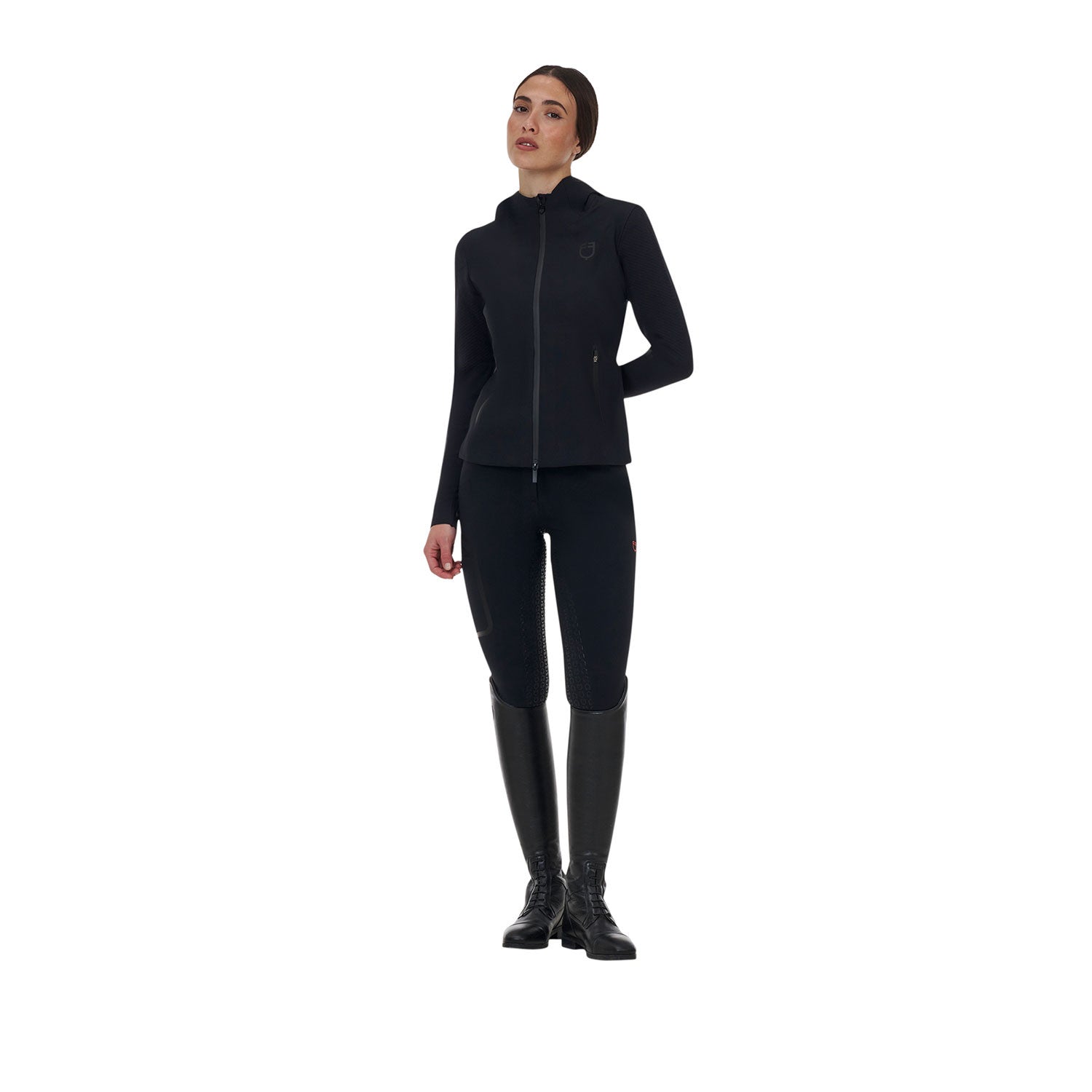 Sudadera técnica de mujer Equestro Ridertechnology con capucha - Negro