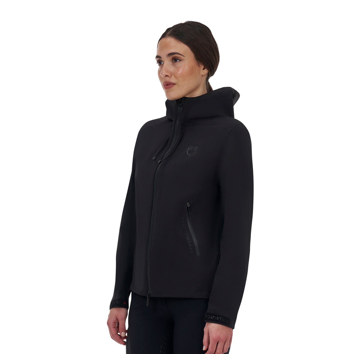 Chaqueta softshell mujer Equestro Ridertechnology impermeable cremallera - Negro