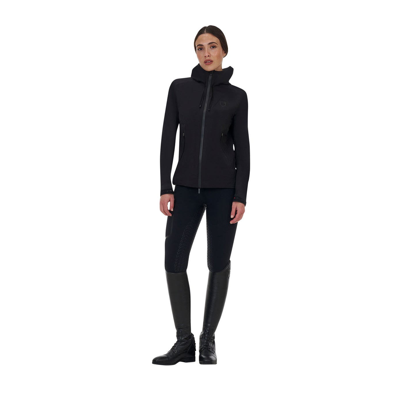 Chaqueta softshell mujer Equestro Ridertechnology impermeable cremallera - Negro