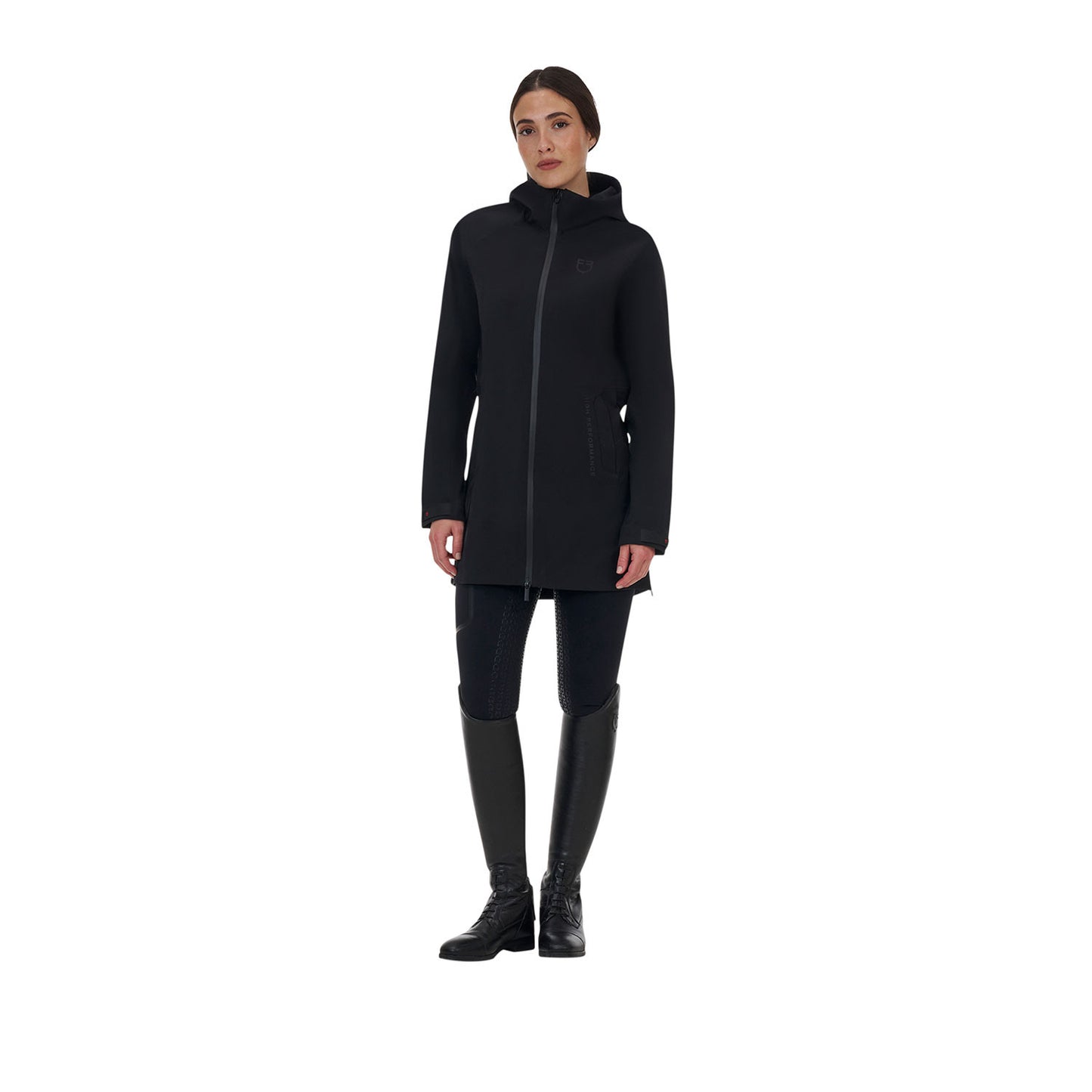Chaqueta softshell de mujer Equestro Ridertechnology impermeable larga - Negro