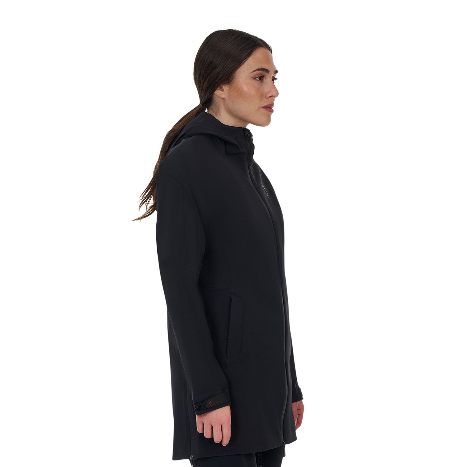 Chaqueta softshell de mujer Equestro Ridertechnology impermeable larga - Negro