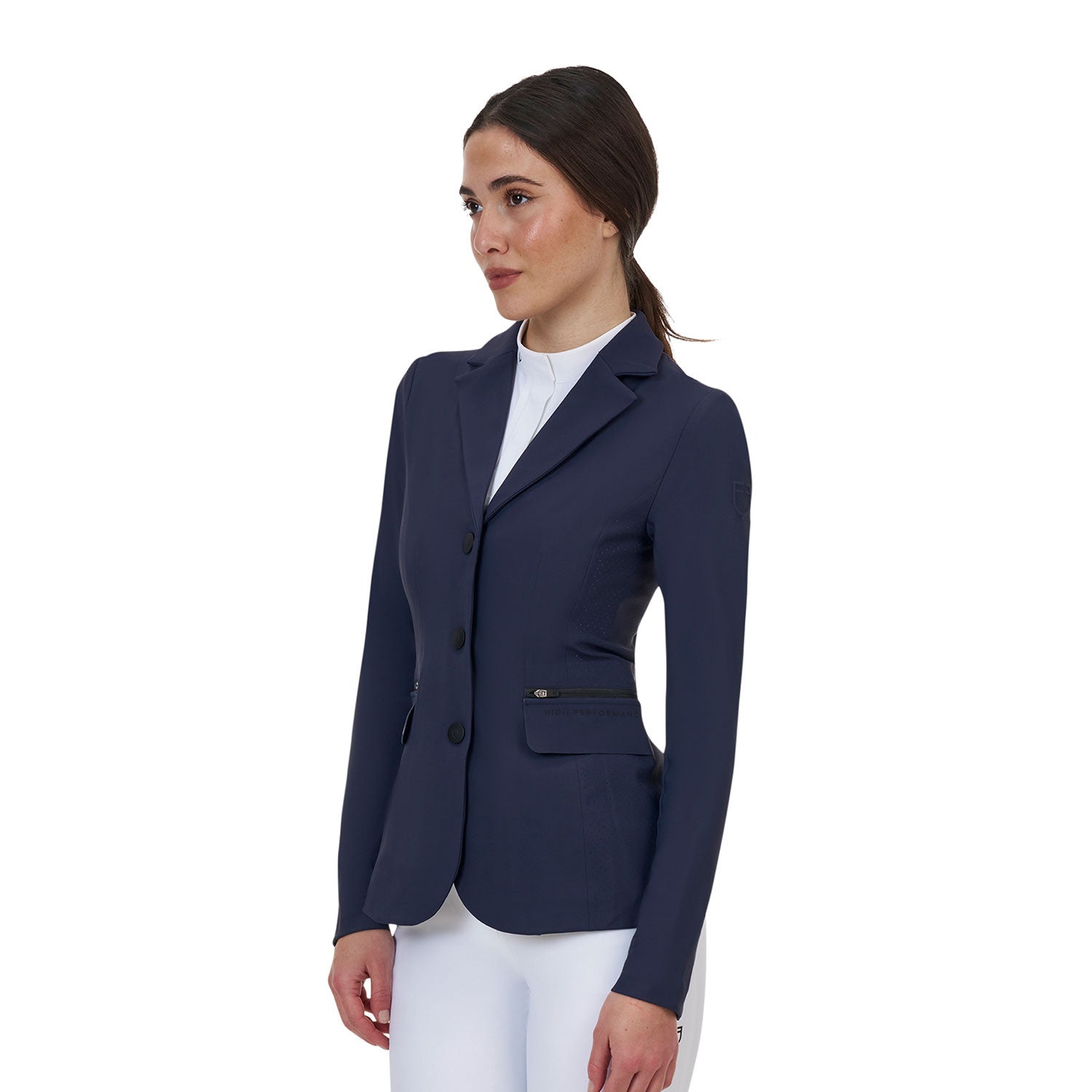 Chaqueta de concurso mujer Equestro Ridertechnology costuras termoselladas - Navy Blazer
