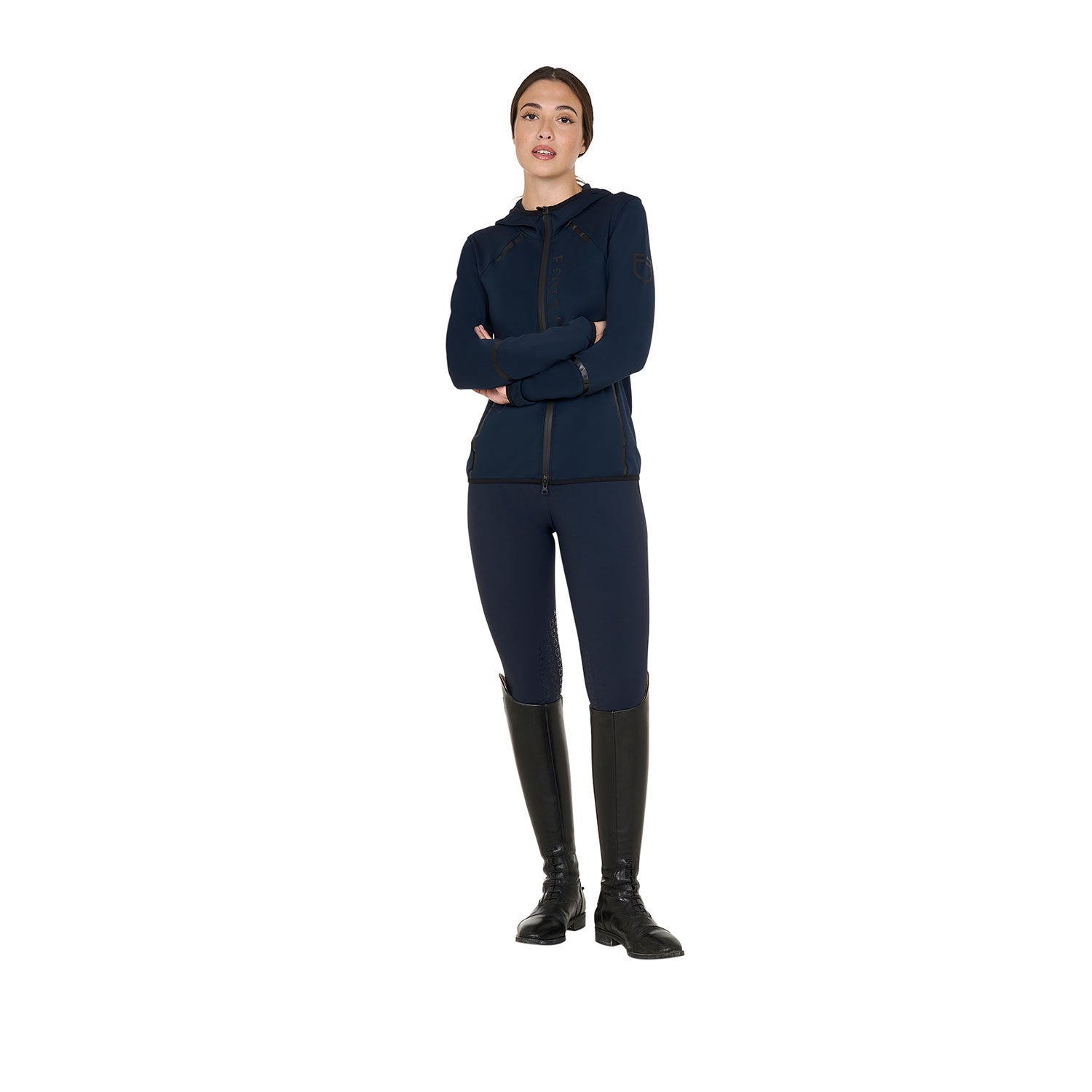 Sudadera técnica de mujer de punto con cremallera Equestro - Navy Blazer