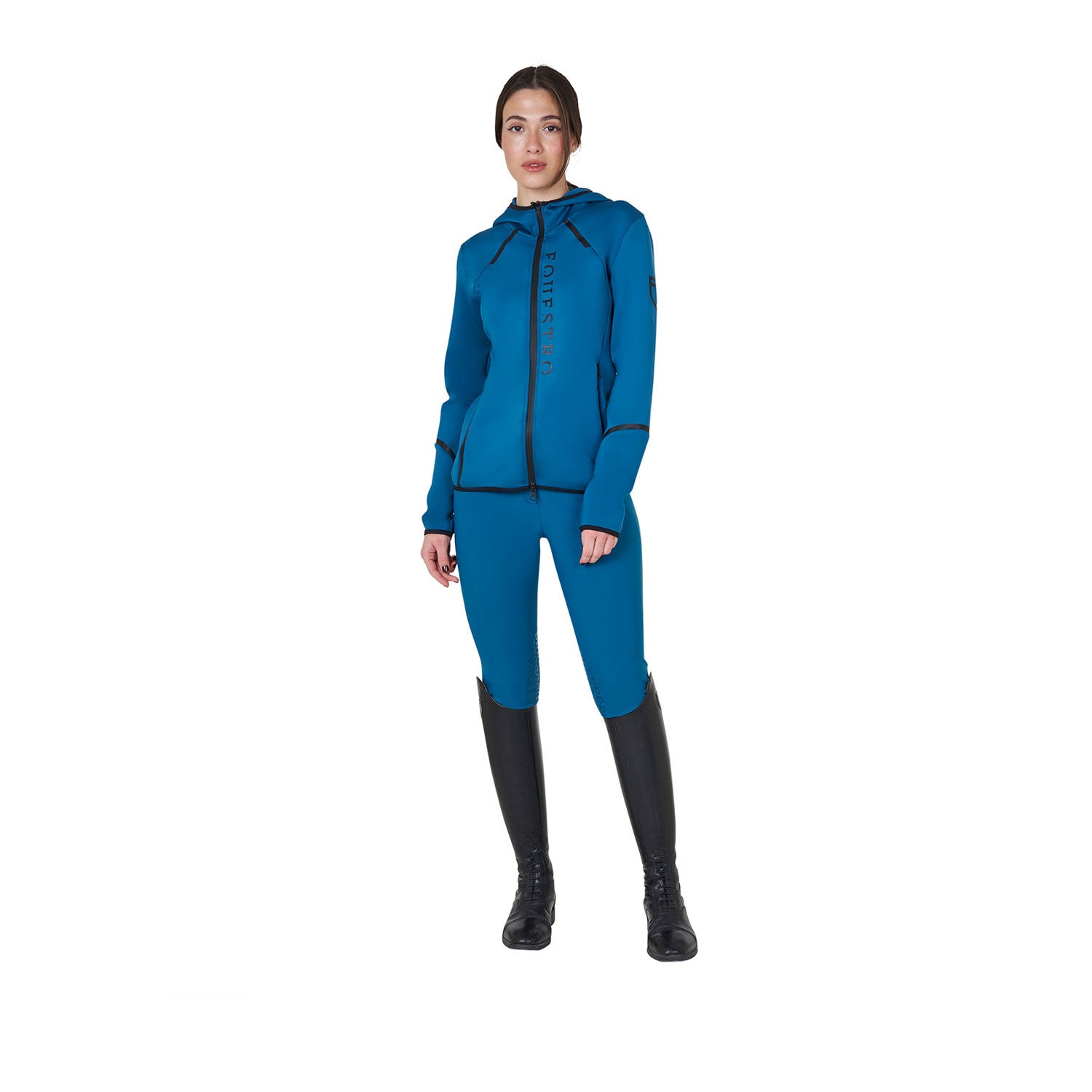 Sudadera técnica de mujer de punto con cremallera Equestro - Blue Coral