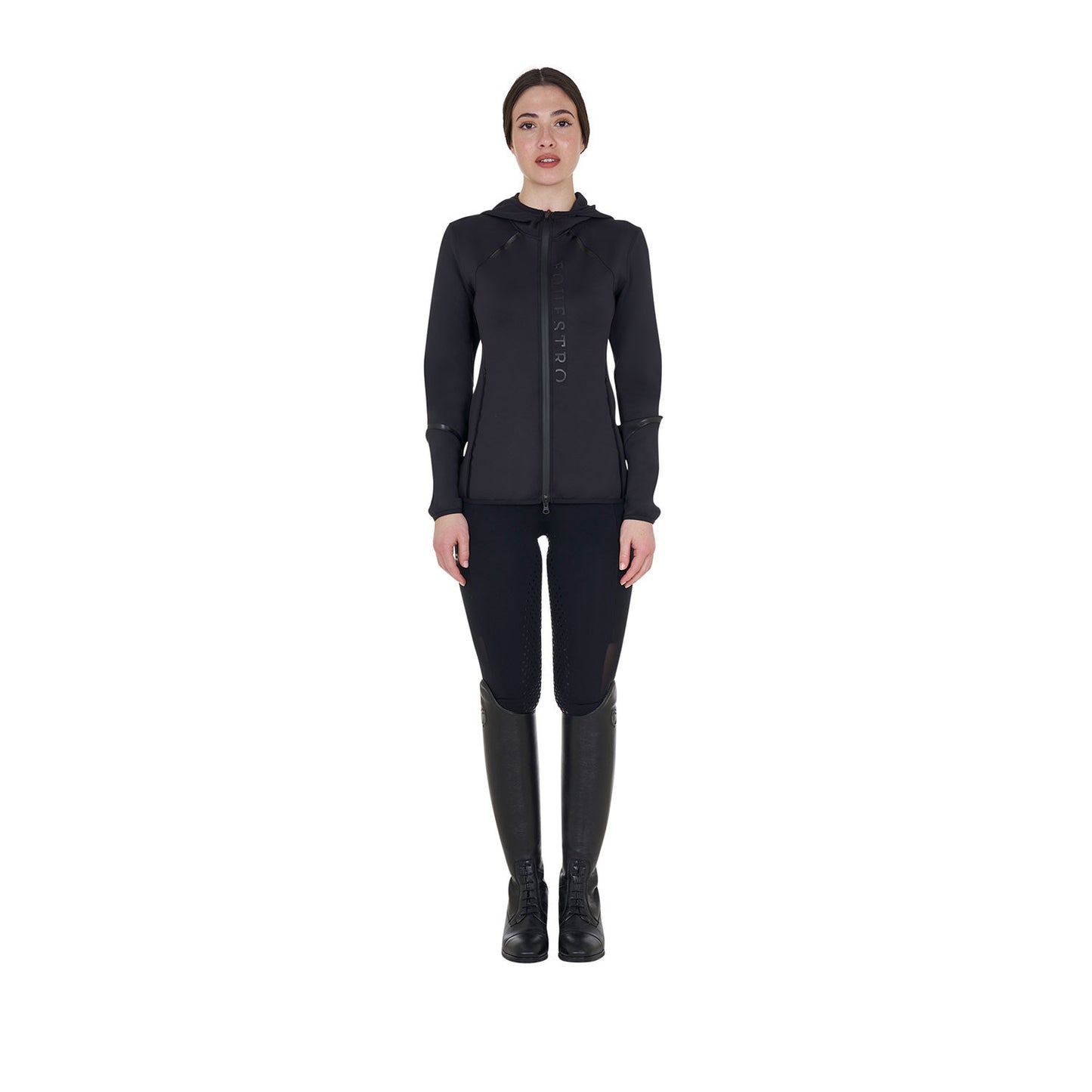 Sudadera técnica de mujer de punto con cremallera Equestro - Negro