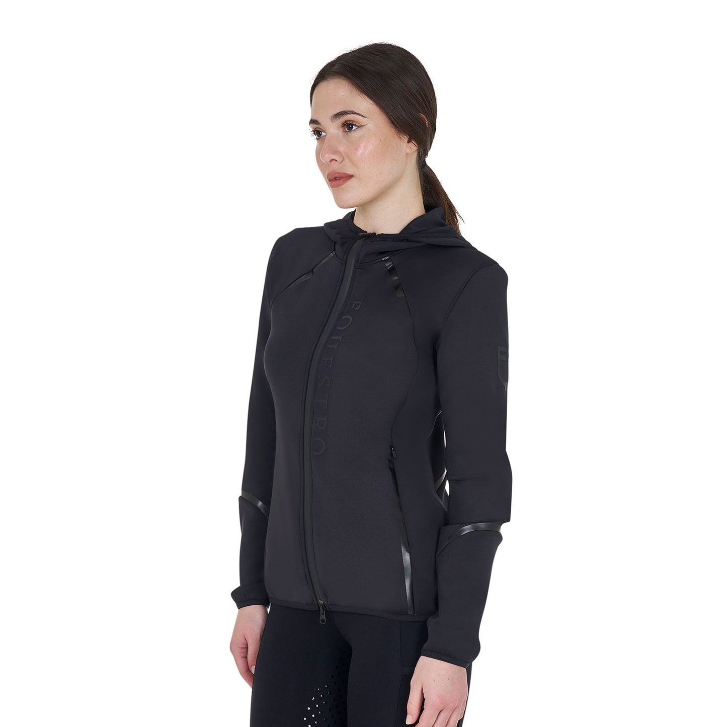 Sudadera técnica de mujer de punto con cremallera Equestro - Negro