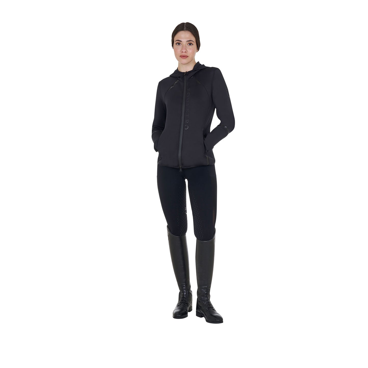 Sudadera técnica de mujer de punto con cremallera Equestro - Negro