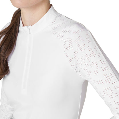 Polo de mujer slim fit de concurso con inserciones de malla Equestro - Blanco