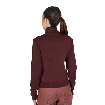 Chaqueta de mujer de nailon y punto con cremallera Equestro - Marron