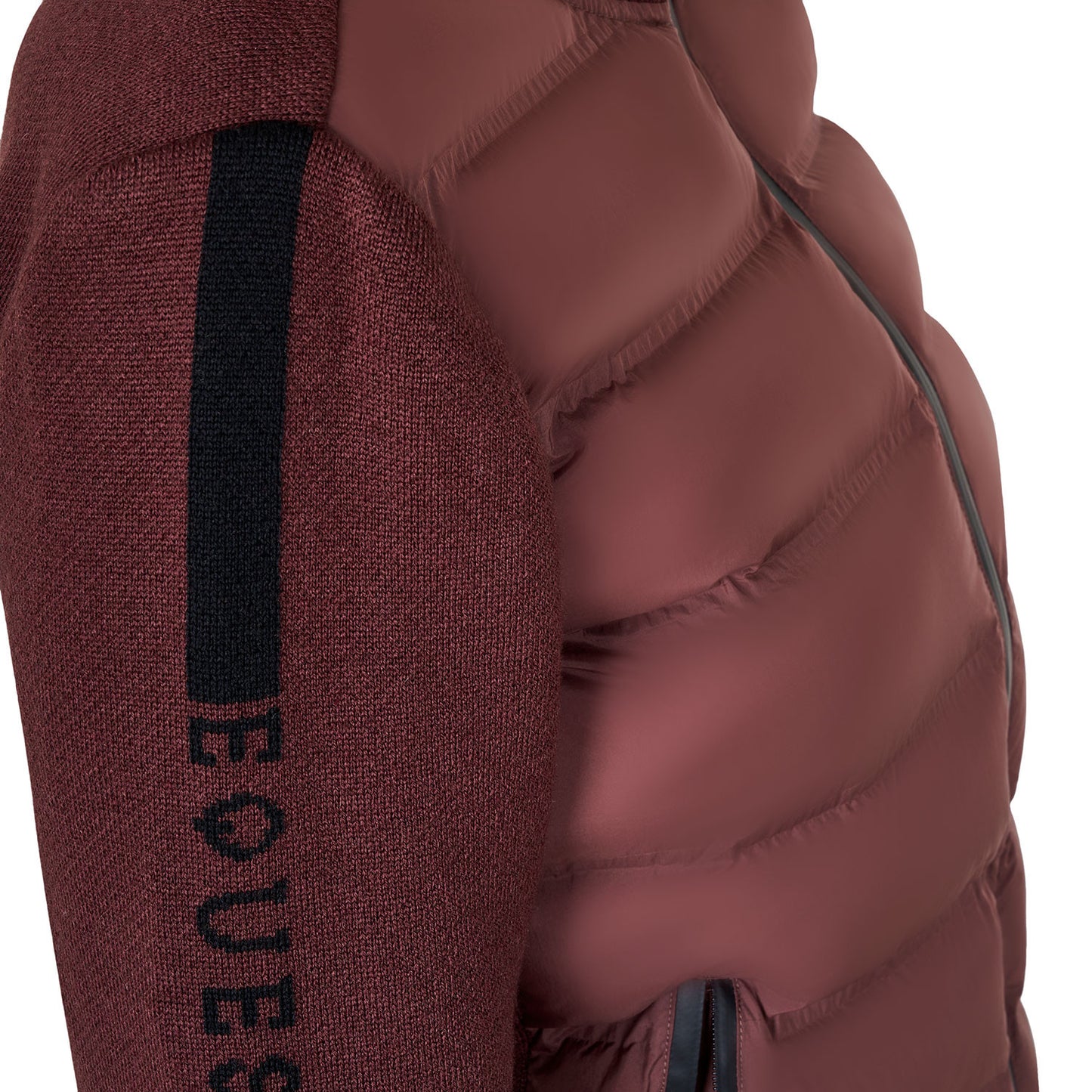 Chaqueta de mujer de nailon y punto con cremallera Equestro - Marron
