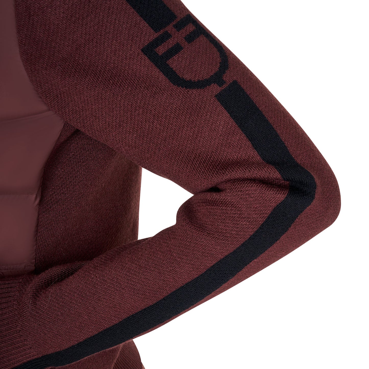 Chaqueta de mujer de nailon y punto con cremallera Equestro - Marron