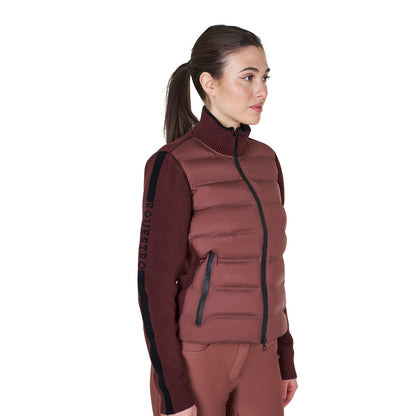 Chaqueta de mujer de nailon y punto con cremallera Equestro - Marron