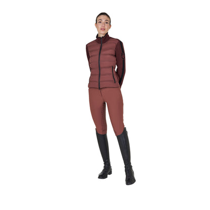Chaqueta de mujer de nailon y punto con cremallera Equestro - Marron