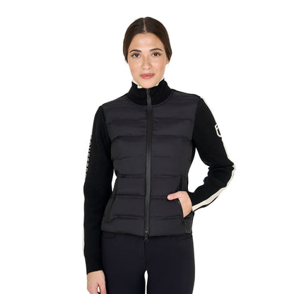 Chaqueta de mujer de nailon y punto con cremallera Equestro - Negro