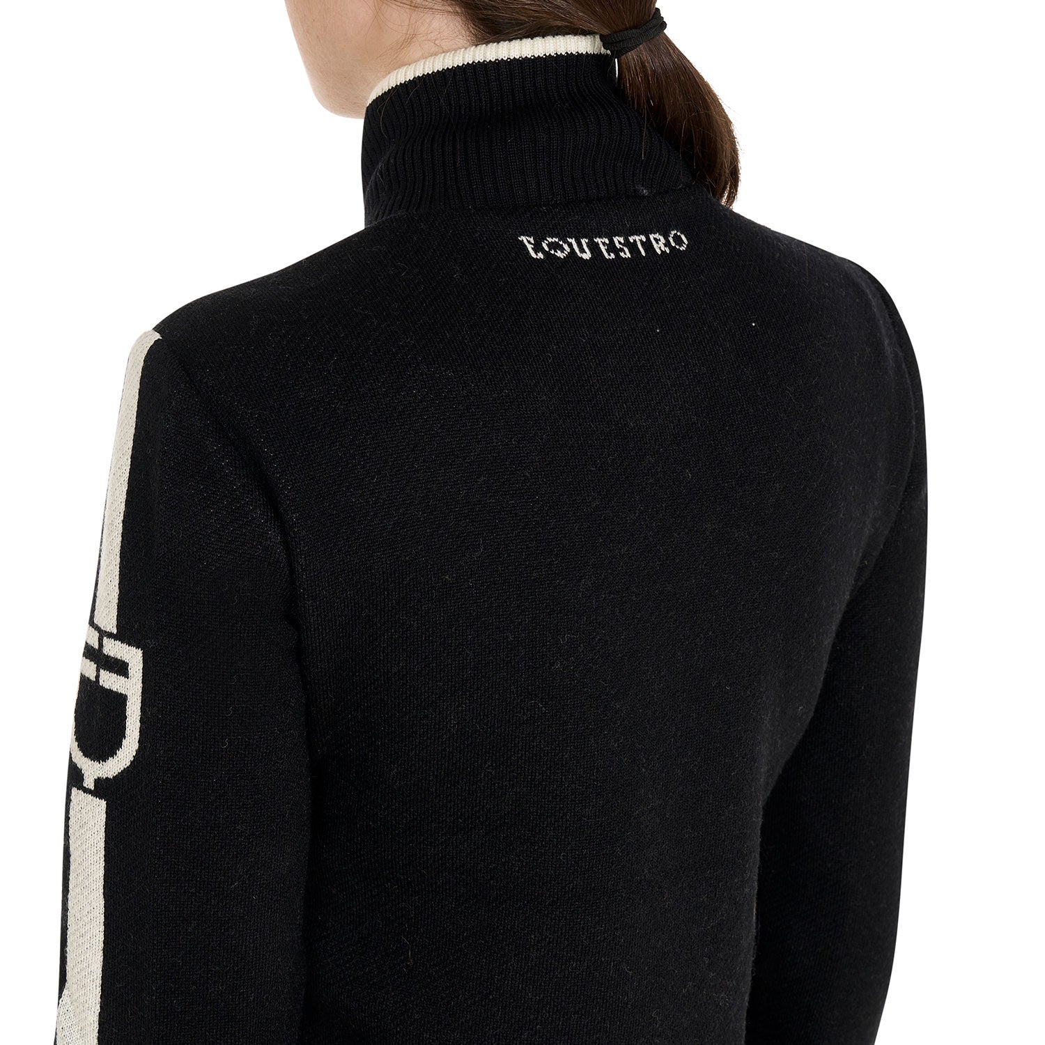 Chaqueta de mujer de nailon y punto con cremallera Equestro - Negro