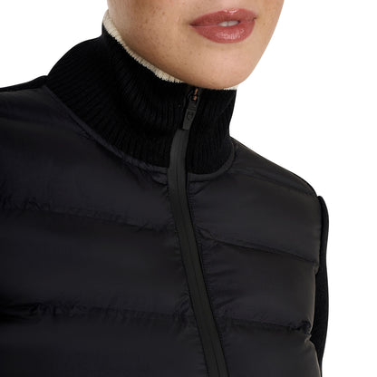 Chaqueta de mujer de nailon y punto con cremallera Equestro - Negro