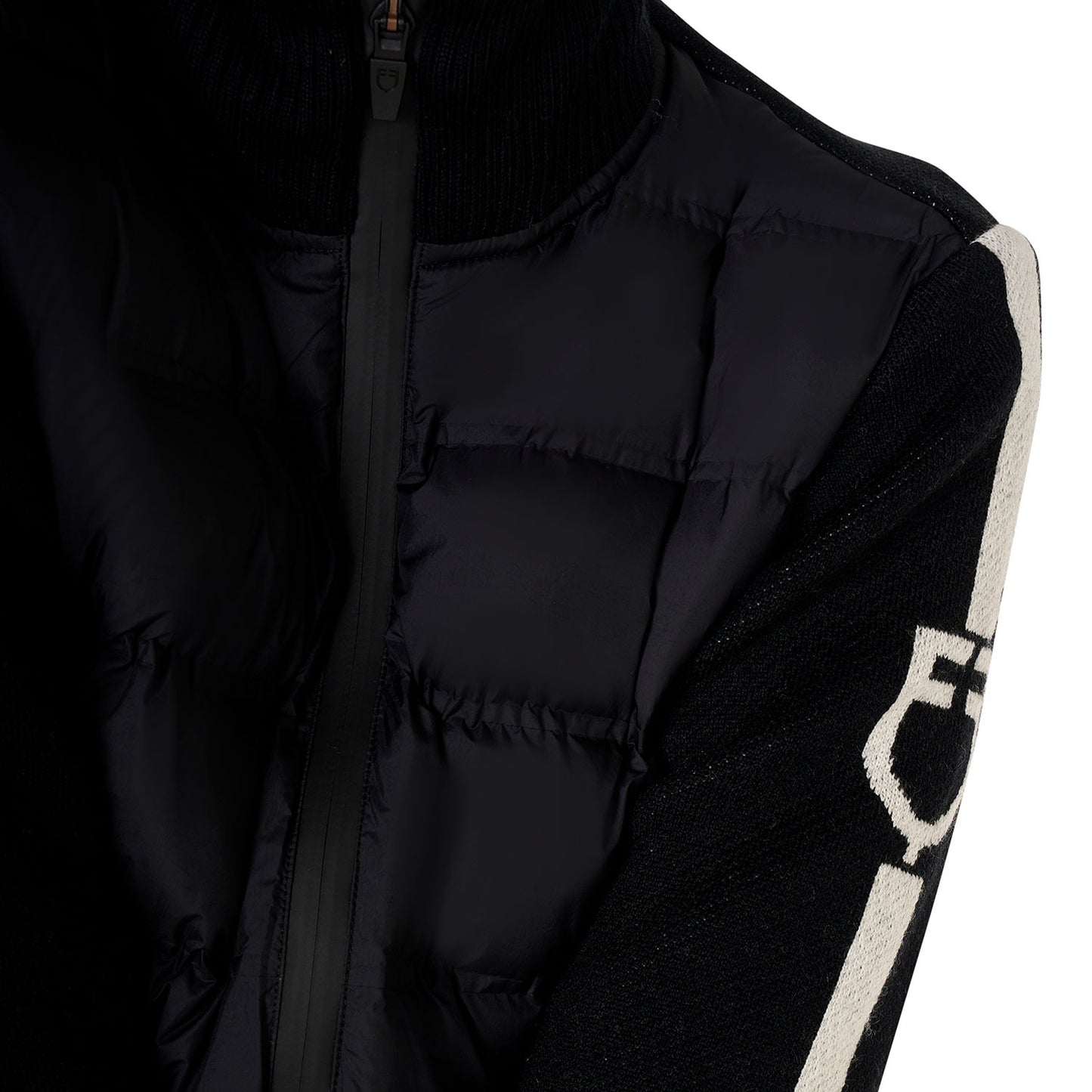 Chaqueta de mujer de nailon y punto con cremallera Equestro - Negro
