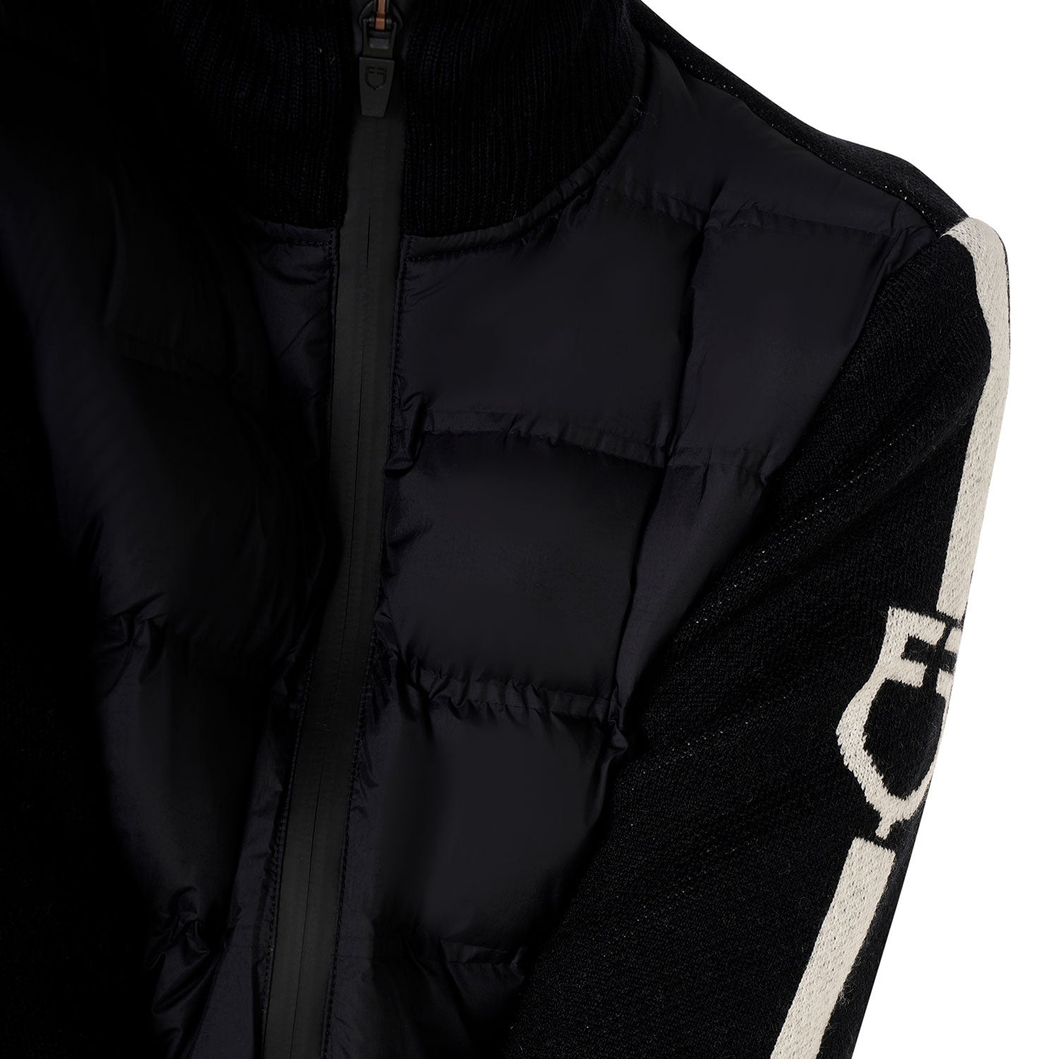 Chaqueta de mujer de nailon y punto con cremallera Equestro - Negro