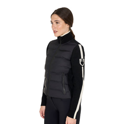 Chaqueta de mujer de nailon y punto con cremallera Equestro - Negro