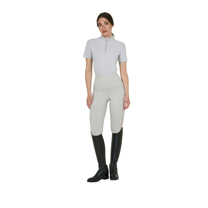 Polo de entrenamiento para mujer slim fit con cremallera y perlas en el cuello Equestro - Harbor Mist