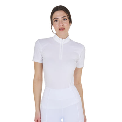 Polo de entrenamiento para mujer slim fit con cremallera y perlas en el cuello Equestro