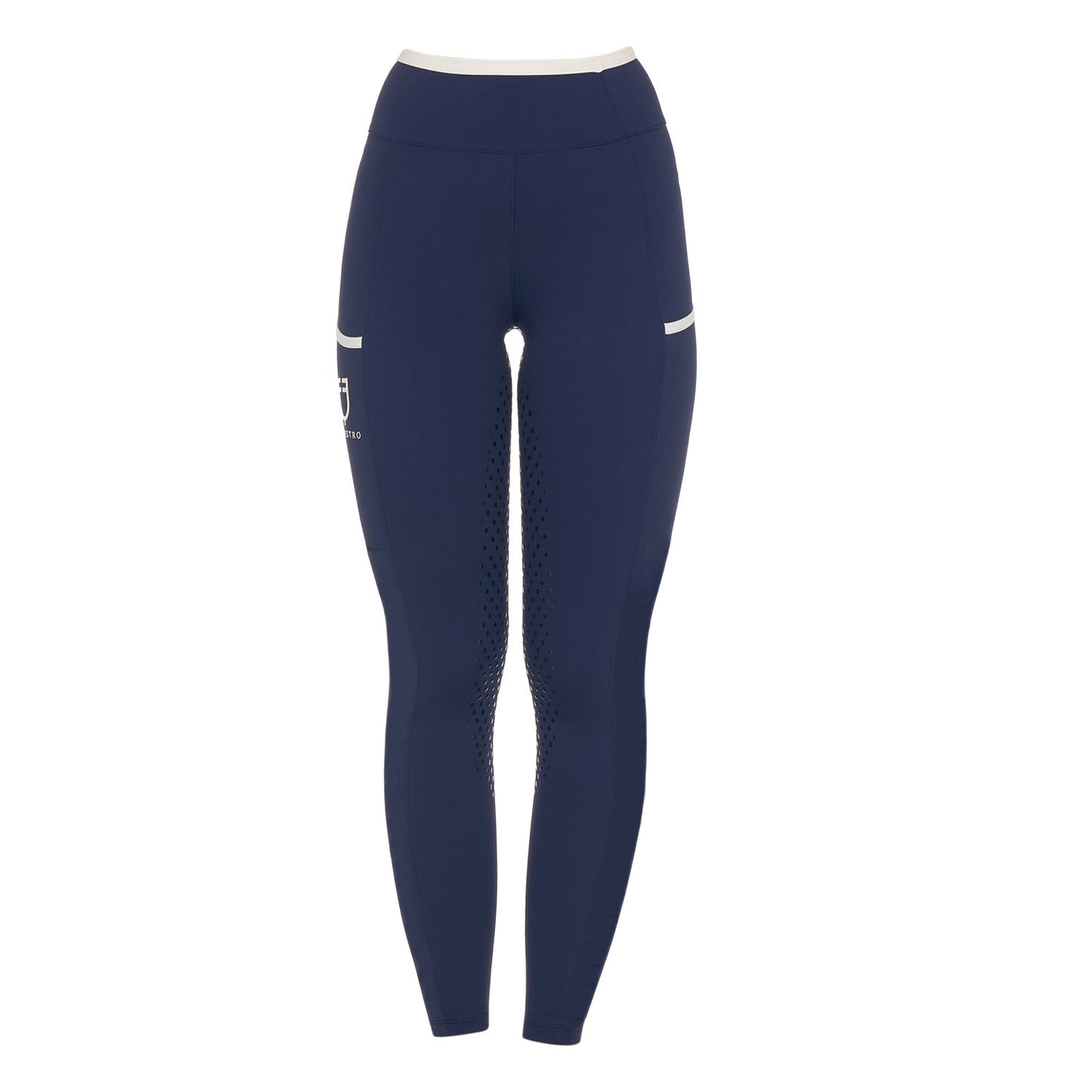 Leggings de mujer con decoraciones perforadas Equestro - Navy Blazer