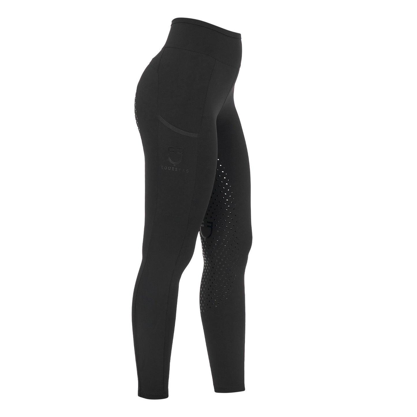 Leggings de mujer con decoraciones perforadas Equestro - Negro