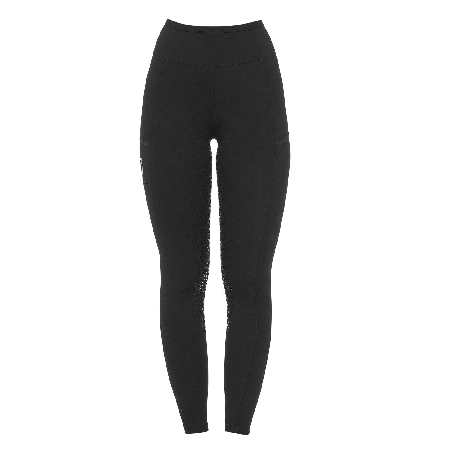 Leggings de mujer con decoraciones perforadas Equestro - Negro