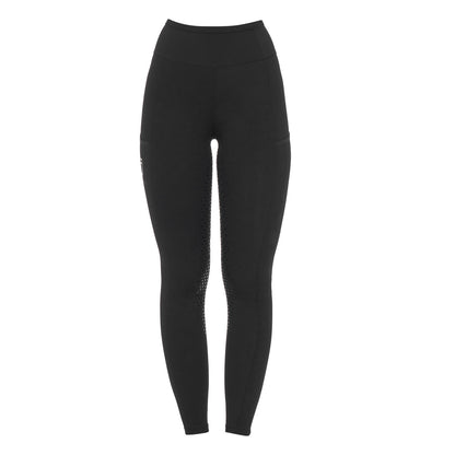 Leggings de mujer con decoraciones perforadas Equestro - Negro