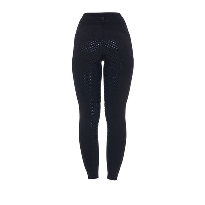 Leggings de mujer con decoraciones perforadas Equestro - Negro