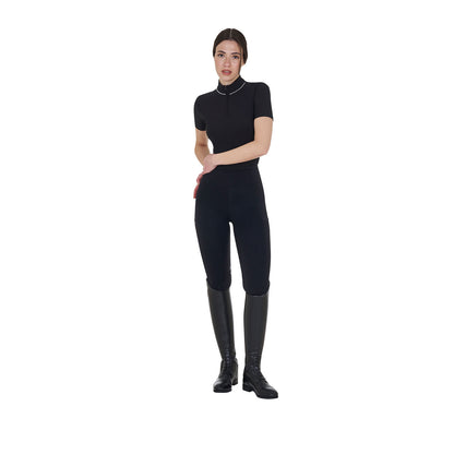 Leggings de mujer con decoraciones perforadas Equestro - Negro