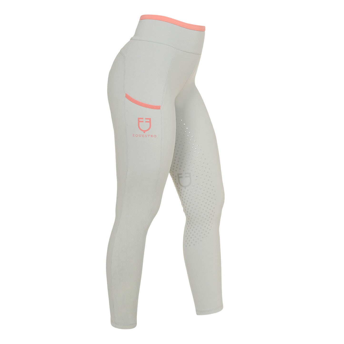 Leggings de mujer con decoraciones perforadas Equestro - Harbor Mist (14-4202)/Desert Flower