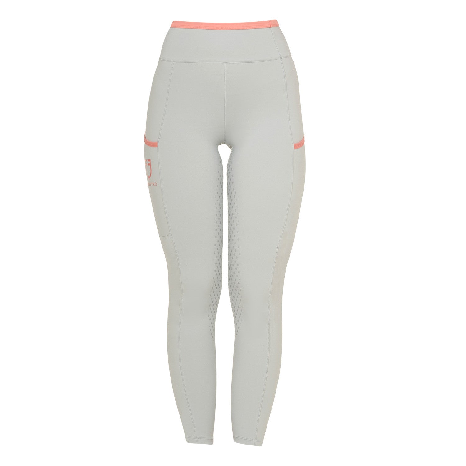 Leggings de mujer con decoraciones perforadas Equestro - Harbor Mist (14-4202)/Desert Flower