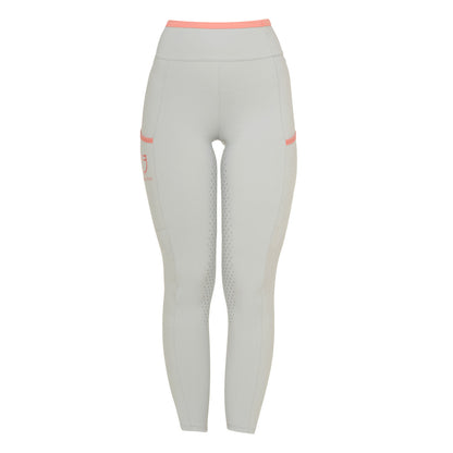 Leggings de mujer con decoraciones perforadas Equestro - Harbor Mist (14-4202)/Desert Flower