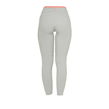 Leggings de mujer con decoraciones perforadas Equestro - Harbor Mist (14-4202)/Desert Flower