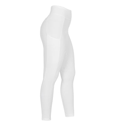 Leggings de mujer con decoraciones perforadas Equestro - Blanco