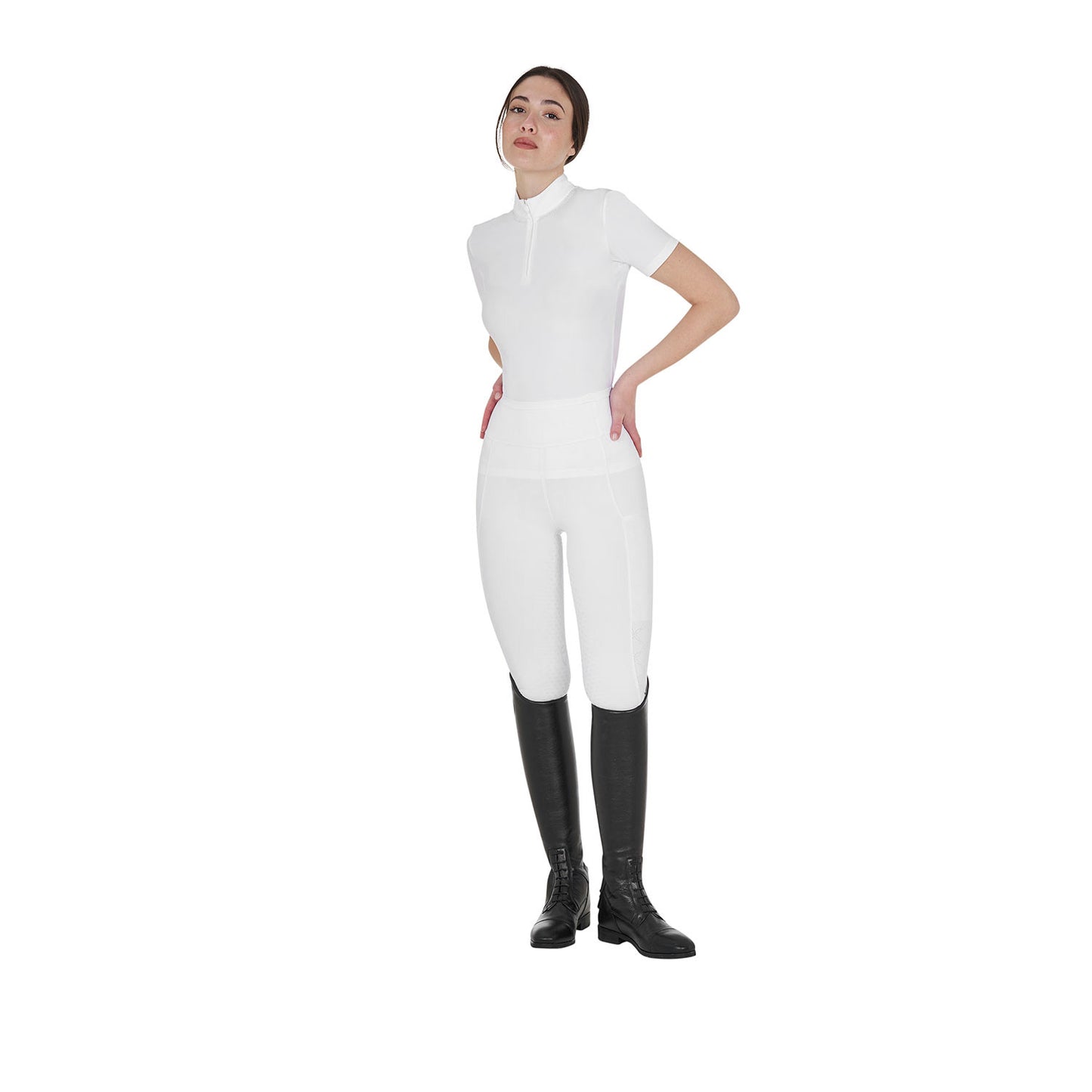 Leggings de mujer con decoraciones perforadas Equestro - Blanco