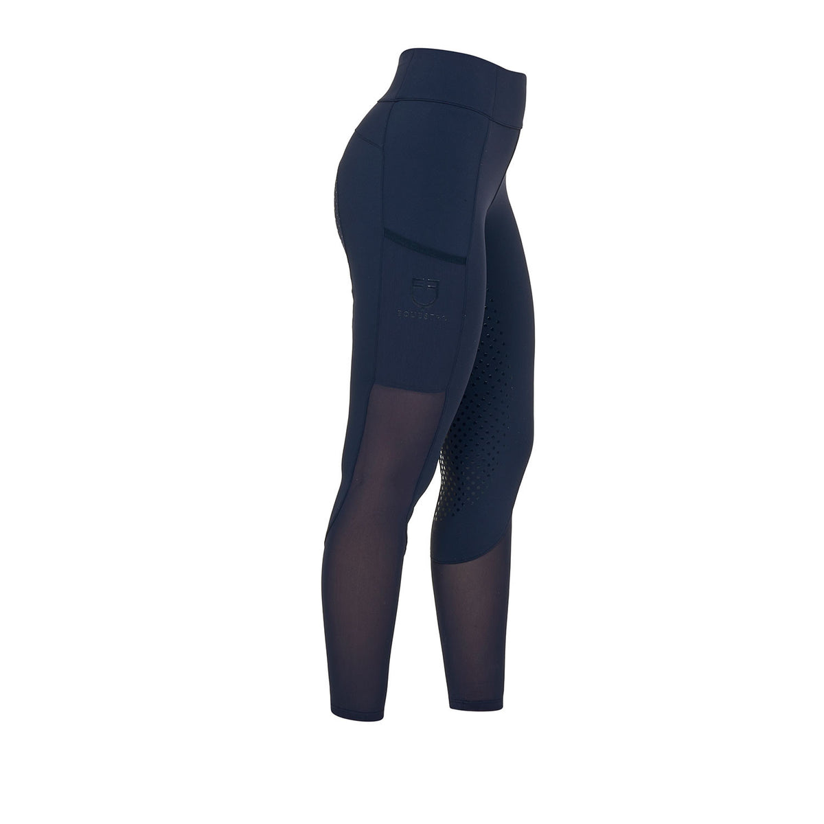 Leggings de mujer full grip con insertos perforados Equestro - Navy Blazer
