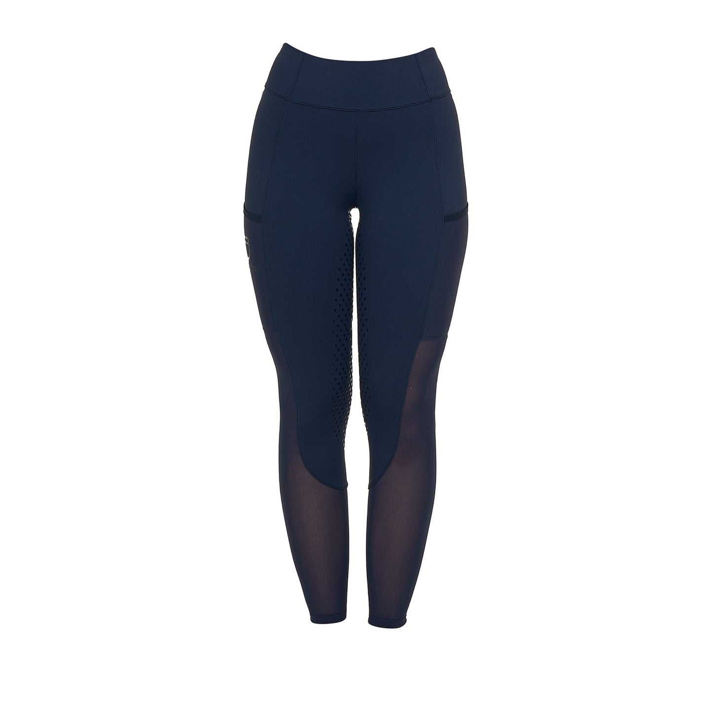 Leggings de mujer full grip con insertos perforados Equestro - Navy Blazer