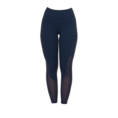 Leggings de mujer full grip con insertos perforados Equestro - Navy Blazer