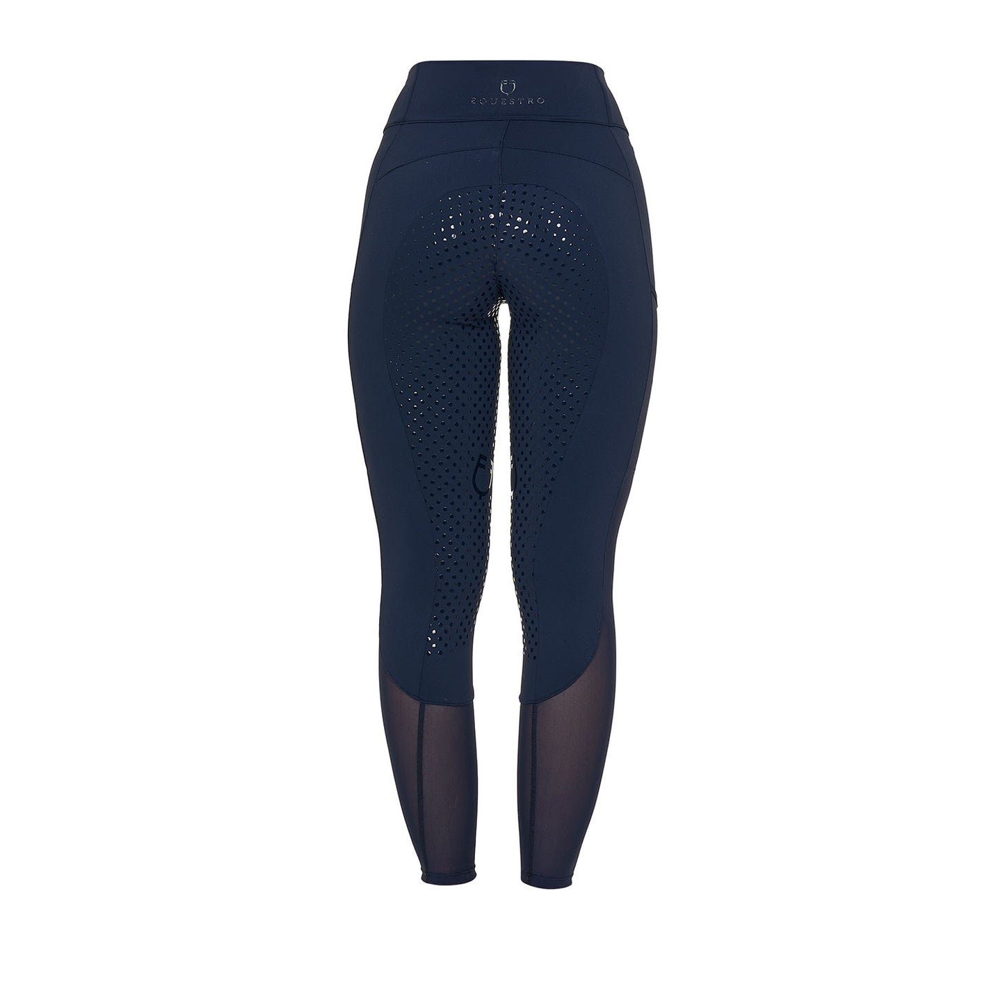 Leggings de mujer full grip con insertos perforados Equestro - Navy Blazer