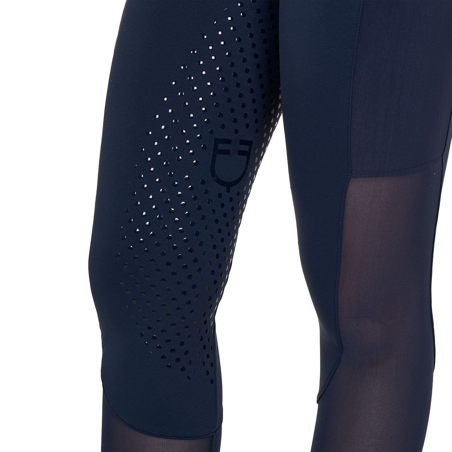Leggings de mujer full grip con insertos perforados Equestro - Navy Blazer