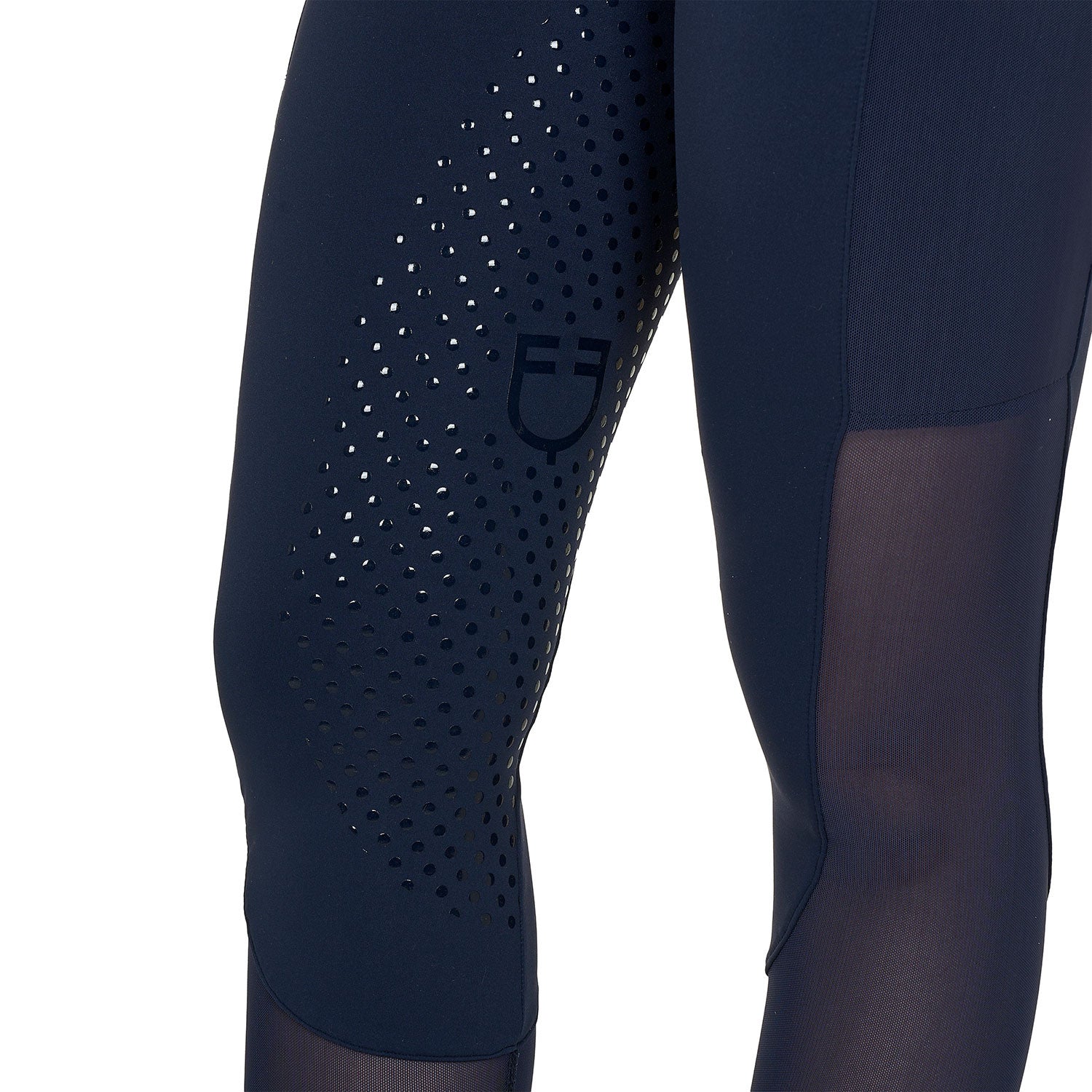 Leggings de mujer full grip con insertos perforados Equestro - Navy Blazer