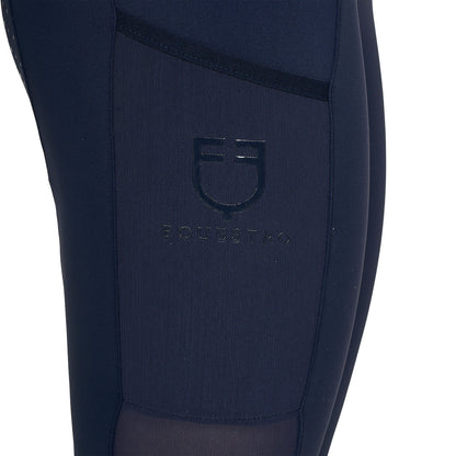 Leggings de mujer full grip con insertos perforados Equestro - Navy Blazer