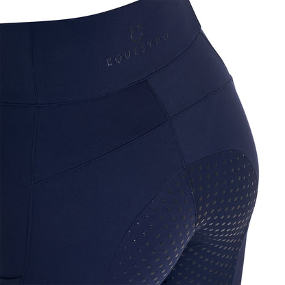 Leggings de mujer full grip con insertos perforados Equestro - Navy Blazer