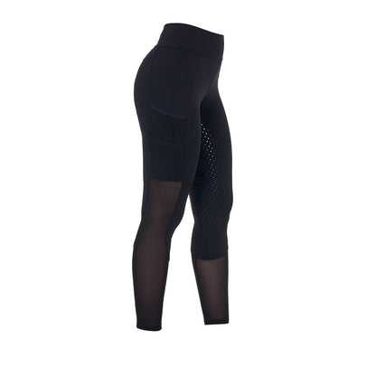Leggings de mujer full grip con insertos perforados Equestro - Negro