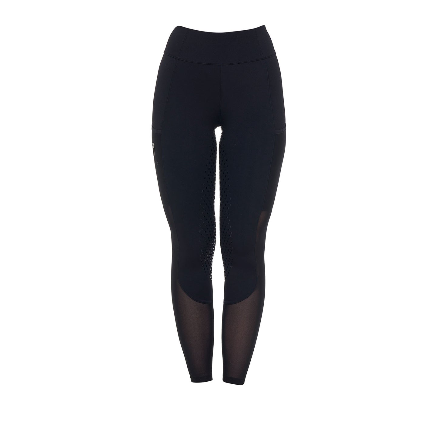 Leggings de mujer full grip con insertos perforados Equestro - Negro