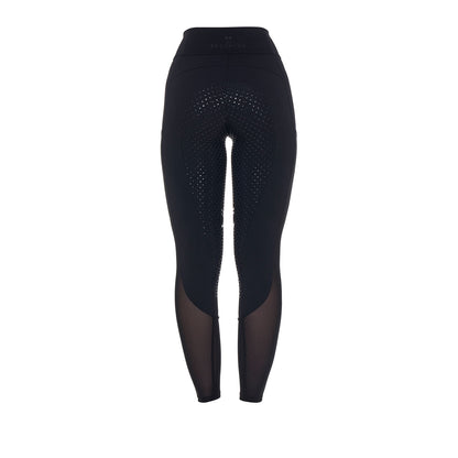 Leggings de mujer full grip con insertos perforados Equestro - Negro