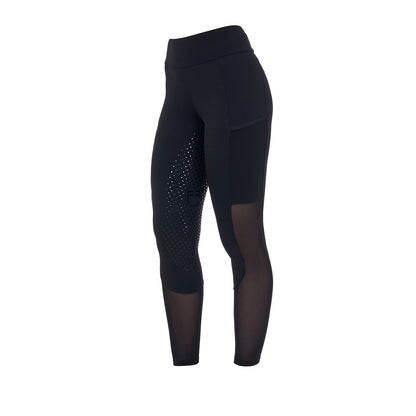 Leggings de mujer full grip con insertos perforados Equestro - Negro